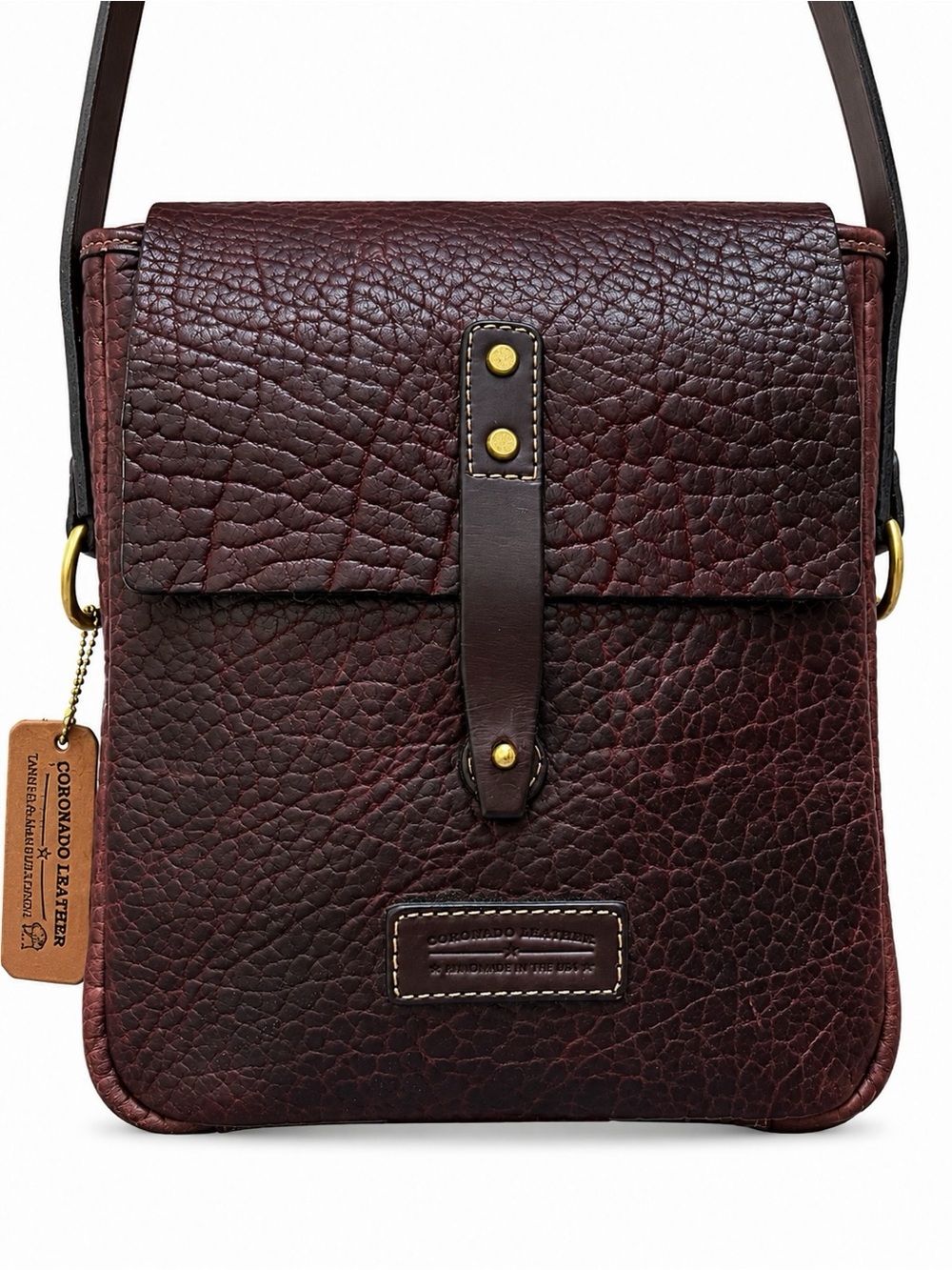 Coronado Leather American Bison Crossbody Bag Handmade in USA New